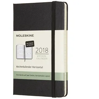 Moleskine Wochenkalender, Taschenkalender, 12 Monate, 2018, Horizontal, Pocket, A6, Deutsch, Hard Cover, Schwarz