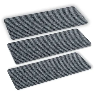 Astra Fußmatte innen grau Schmutzfangmatte rutschfest – Türmatte 25x60 cm 3er Set wasserabweisend – Rib Line Fußabtreter strapazierfähig antistatisch