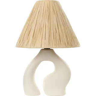 BELIANI Tischlampe Weiß Keramik 42 cm Organische Form Papierschirm Kegelform Natürlich Kabel mit Schalter Modern Skandinavisch Beleuchtung - Weiß