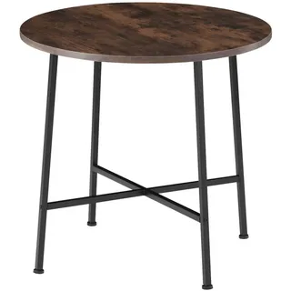 tectake Esstisch Ennis, 80 x 76 cm, Industrial Holz dunkel, rustikal , Rostfarben , Beton Optik , Rund , 80x76x80 cm , Esszimmer, Esstische