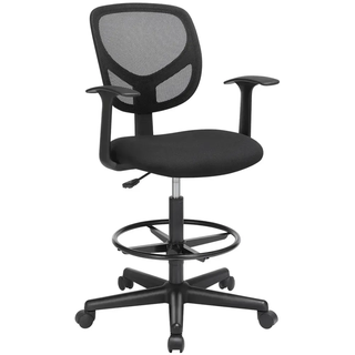 Songmics Bürostuhl mit Armlehne Sitzhöhe 55 cm - 75 cm Schwarz