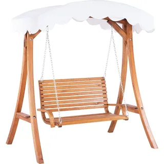 BELIANI Hollywoodschaukel beige Lärchenholz Sonnendach Outdoor Terrasse - Braun, Beige