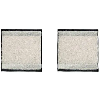 Möve Eden Seiftuch Biesenbordüre 30 x 30 cm aus 80% Baumwolle / 20% Leinen, Nature/Black (Packung mit 2)