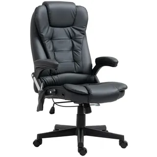 Homcom Massagesessel Bürostuhl Drehstuhl mit Wärmefunktion Chefsessel Bürosessel , Schwarz , Kunststoff , Füllung: Schaumstoff,Schaumstoff , 70x121x70 cm , Büromöbel, Bürostühle, Chefsessel