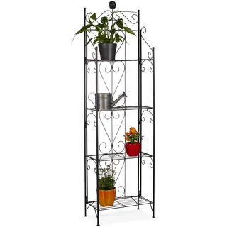 Relaxdays Blumenregal 157 x 44 x 24 cm Schwarz