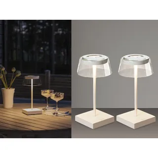 2er Set kleine Akku Tischleuchten Terrassenlampen kabellos & ohne Stromanschluss