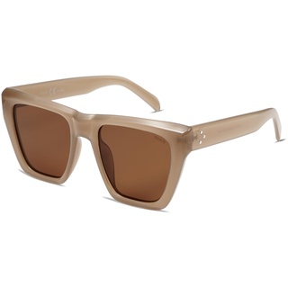 SOJOS Sonnenbrille Damen Polarisiert Retro,Übergroße Quadratische Cateye Sonnenbrillen Katzenaugen Style Trendy SJ2179