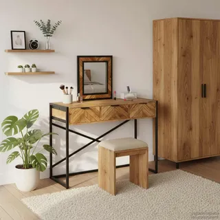 vidaXL Schminktisch Braun 100 x 40 x 120 cm Massivholz Akazie - Braun