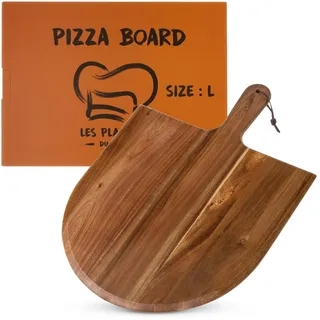 Pizzaschieber Holz 30,5 × 41,8 cm – Handgemachtes Pizzabrett & Pizzaschaufel aus Akazienholz | Servierbrett für Pizza, Flammkuchen & Brot | Les Plaisirs du Chef (Large)