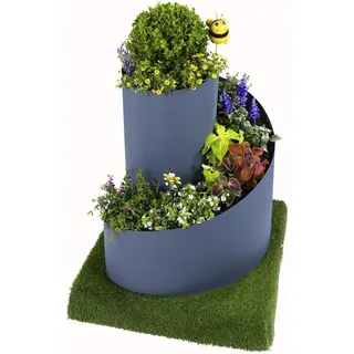Jardinion Kräuterspirale Kräuterschnecke 80cm x 80cm Grau | Pflanzspirale für draußen, Kräuterbeet Balkon, Hochbeet Gewürzspirale, Kräuterhochbeet outdoor, Wendeltreppentopf Kunststoff