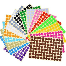 Runde Punkt-Aufkleber,10mm selbstklebende farbige Punkte 2640 Kleine runde Aufkleber 16 Farben für Büro, Schule, Kalender, Karten-Aufkleber