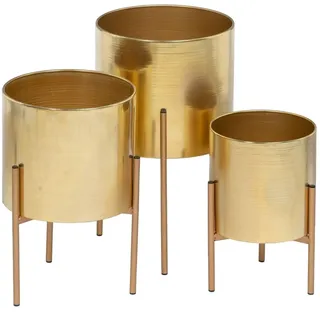 BigBuy Garden Blumentopf Set Gold Metall 23 x 23 x 40 cm (3-teilig)