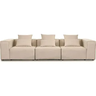 HOME DELUXE - Sofa Verona - Beige, Größe: M - ca. 327 x 70 x 120 cm, Sitzhöhe: 46 cm, Sitztiefe: 80 cm, inkl. Kissen I Modulares Sofa Modulsofa Ecksofa Wohnlandschaft - Beige