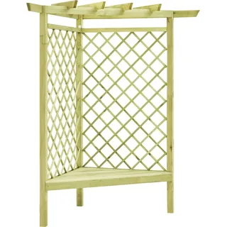 Eckpergola mit Bank 130×130×197 cm Kiefernholz Imprägniert - Grün