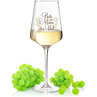 GRAVURZEILE Leonardo Weinglas mit UV-Druck - Beste Mama der Welt - Geschenke für Mama - Ideal als Muttertagsgeschenk - Geeignet für Rotwein & Weißwein - Farbe: Puccini UV V2