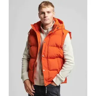 Superdry für Herren. M5011708A Steppweste mit Kapuze Everest orange (S), Lässig, Nachhaltig, Recyceltes Nylon