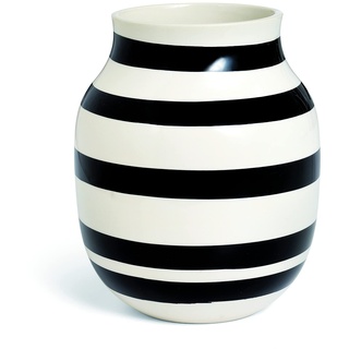 Kähler Vase H20 cm Omaggio Originaldesign mit handgemalte Streifen, schwarz