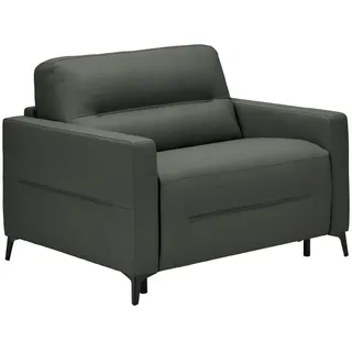 Novel Schlafsessel , Anthrazit , Metall , Echtleder , Rindleder , Uni , 115x89x97 cm , Liegefunktion , Wohnzimmer, Sofas & Couches, Schlafsofas, Schlafsessel