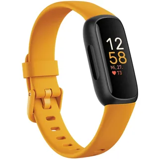 Fitbit Inspire 3 BT 19 mm Kunststoffgehäuse schwarz Sportarmband orange L
