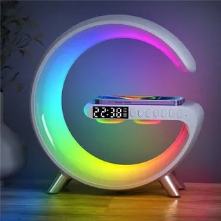 Smart Lichtwekker mit Bureaulamp-Funktion - Draadloze Oplader - Wecker mit Nachtlampje - Wit - Weiß