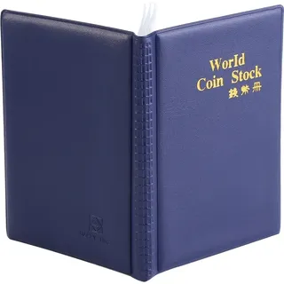 Neu 120 Taschen 10 Seiten World Coin Storage Folder Album Geld Sammeln Halter Buch blau - Blau
