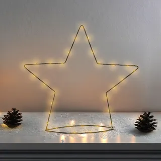 Metall Stern zum hinstellen mit Beleuchtung - ca. 34 cm / 35 LED - Deko zu Weihnachten - Schwarz