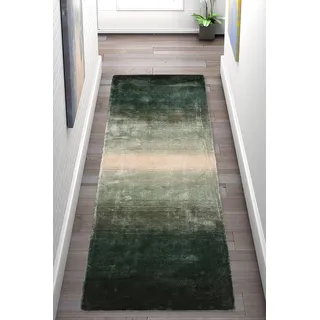 Home Affaire Läufer »Katalin, handgewebt, Teppiche aus 100% Viskose, farblich changierend« rechteckig 12 mm Höhe Kurzflor, Seiden-Optik, mehrfarbig, Läufer, Brücke, Flur, Esszimmer, grün