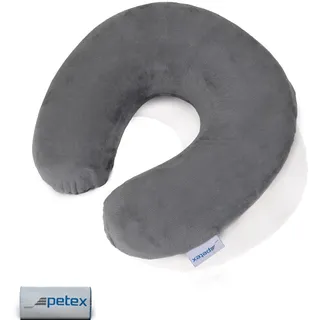 Petex 44490018 Nackenrolle, Velours, 29 x 28 cm, grau