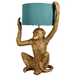 Tischlampe Gold Lampe Affe Tierlampe Monkey Leuchte Affe Figur 54cm Tischleuchte
