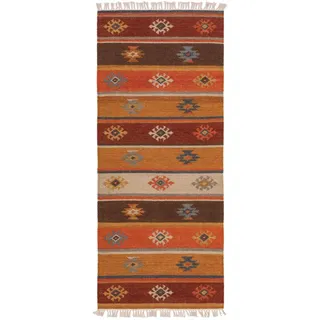 benuta pure Kelim, Mehrfarbig, Textil, Orientalisch, Rechteckig, 80x200 cm, Gots, pflegeleicht, Teppiche , Böden, Teppiche, Naturteppiche