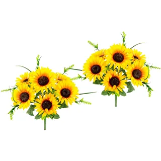 Flair Flower Kunstblumen Künstliche Blumen Sonnenblumen Deko Dekoration Kunstblumenstrauß Blumenstrauß Dekoblumen Bouquet Hochzeit Tischdeko Blume Blumenarrangements, 48 cm