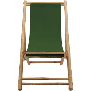 vidaXL Liegestuhl Bambus und Canvas Grün - Grün