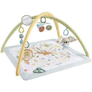 Fisher-Price Simply Senses Neugeborenen-Spielgymnastik mit Mobile | Baby-Spielmatte, 6 Spielzeuge für sensorische Aktivitäten, Entwicklungsspiel für Neugeborene ab 0 Monaten