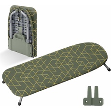 Xabitat Tisch-Bügelbrett mit Wandhalterung | D-Falte | Tragbares platzsparendes Mini-Waschraum-Bügelbrett | Faltbares kleines Bügelbrett | Grün