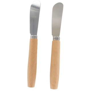 Fackelmann couteaux à Beurre 40908 2er Set, Buttermesser, 2 Messer, Aufstrichmesser, Holz, Edelstahl, 17,3 x 2,1 x 1,3 cm, Rostfreier