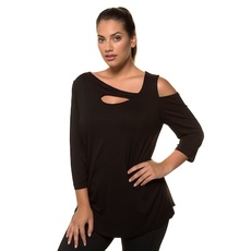 Große Größen Yogashirt Damen (Größe 62 64, schwarz) | Ulla Popken Langarmshirts Viskose/Elasthan