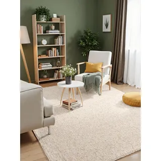 ELLE DECORATION Rocco - Weicher Flachgewebe Teppich, Maschinen waschbar, Wohnzimmer, Esszimmer, Woll-Optik,