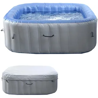 Whirlpool HWC-N97, Ersatz-Pool 6 Personen, In-/Outdoor aufblasbar PVC laminiert, eckig 198cm, grau-b