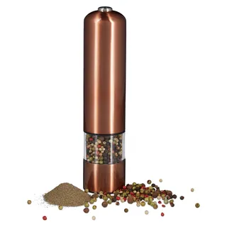 2 x Elektrische Pfeffermühlen groß, Edelstahl, Keramikmahlwerk, batteriebetrieben, bronze - Kupfer
