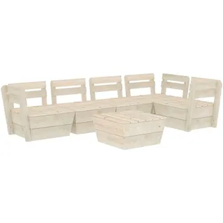 vidaXL 6-tlg. Garten-Paletten-Lounge-Set Imprägniertes Fichtenholz - Beige