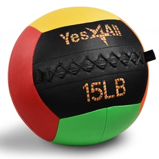 Yes4All NVU1 Medizinball Wall Ball 6.8 kg Gewichtsball Weicher aus Leder für Ganzkörpertraining und Kraftübungen