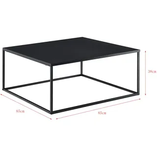 [en.casa] Couchtisch Schwarz Metall 85 x 85 x 38 cm