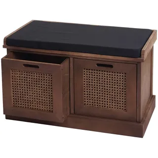 MCW Sitzbank MCW-J49, Polsterbank Garderobenbank, Kissen Aufbewahrungsboxen Staufach 47x75x40cm ~ braun, Polster schwarz