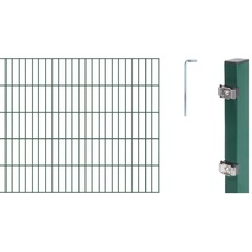 Bild Alberts 648749 Doppelstabmattenzaun als 30 tlg. Zaun-Komplettset | verschiedene Längen und Höhen | grün | Höhe 100 cm Länge 28 m