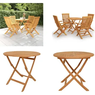 vidaXL 5 tlg. Garten Essgruppe Massivholz Teak - Garten Essgruppe - Garten Essgruppen - Gartenmöbel Set - Gartenmöbel - Braun