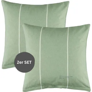 ESPRIT Renforcé Kissenbezüge und Bettwäsche HARPLINES Grün 40 x 40 cm 2er Pack - Grün