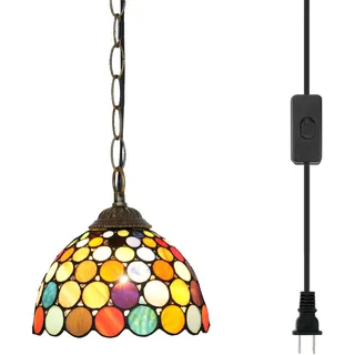 Tiffany Pendelleuchte Plug in Hängelampe Buntglas Kücheninsel Licht für Home Decor Esszimmer Wohnzimmer Studie Flur