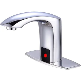 Fyeer Berührungsloser Wasserhahn aus Messing mit automatischem Sensor für Waschbecken im Badezimmer, kalt und warm, Sensorhahn, automatischer Wasserhahn, nur Gleichstrom