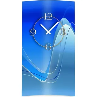 Abstrakt blau hochkant Designer Wanduhr modernes Wanduhren Design leise kein ticken dixtime 3D-0023 - Blau