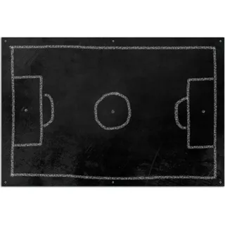 Wallario Outdoor-Poster für Garten oder Balkon, Motiv Fußballfeld aus Kreide, in ca. 61 x 91,50 cm - Schwarz
